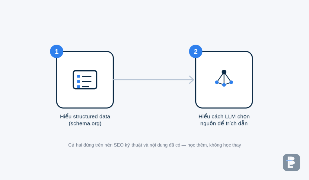 Hai nền tảng nên học trước khi làm AEO/GEO: hiểu structured data và hiểu cách LLM chọn nguồn trích dẫn